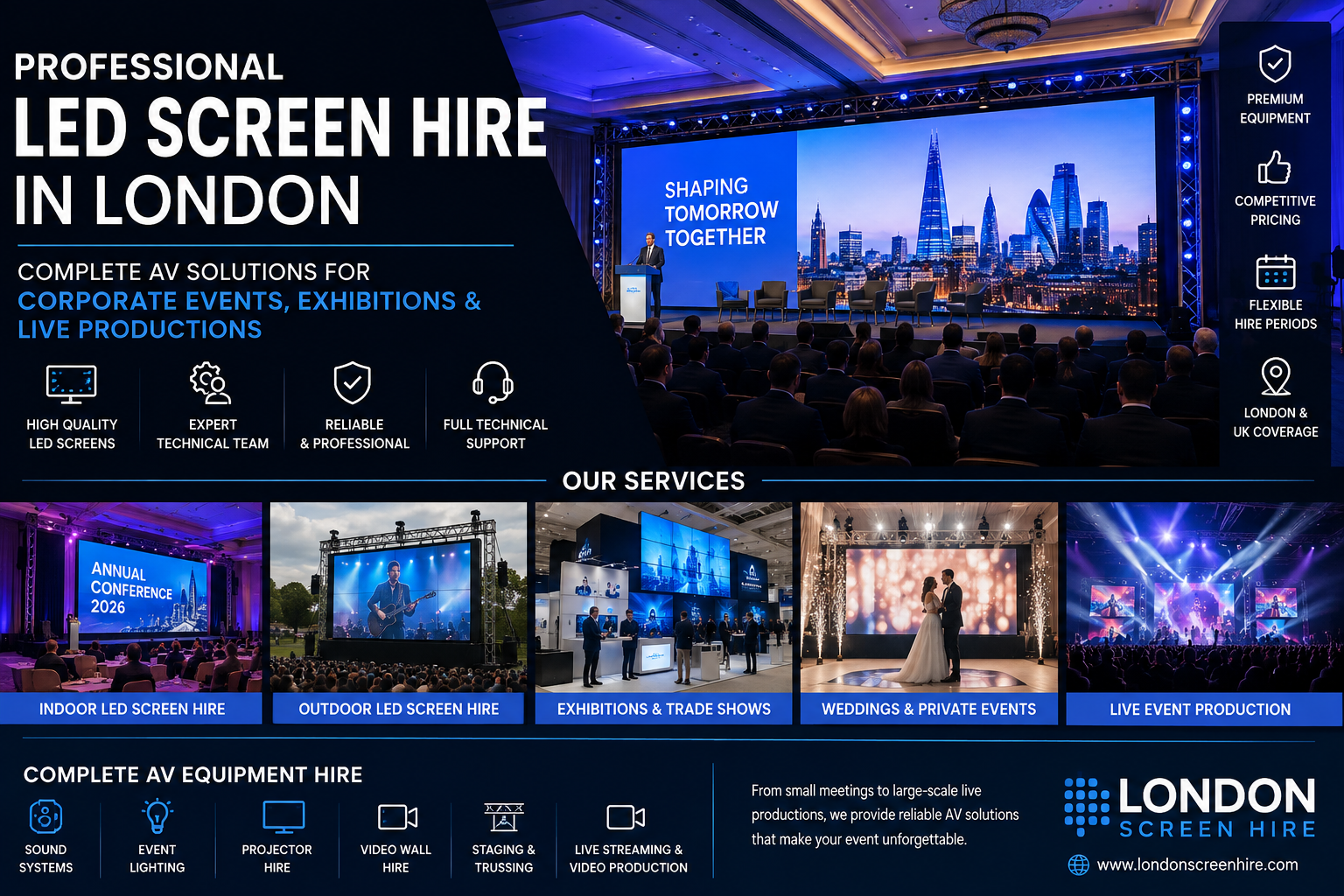 Professional LED Screen Hire in London: Complete AV Solutions for Corporate Events, Exhibitions & Live Productions