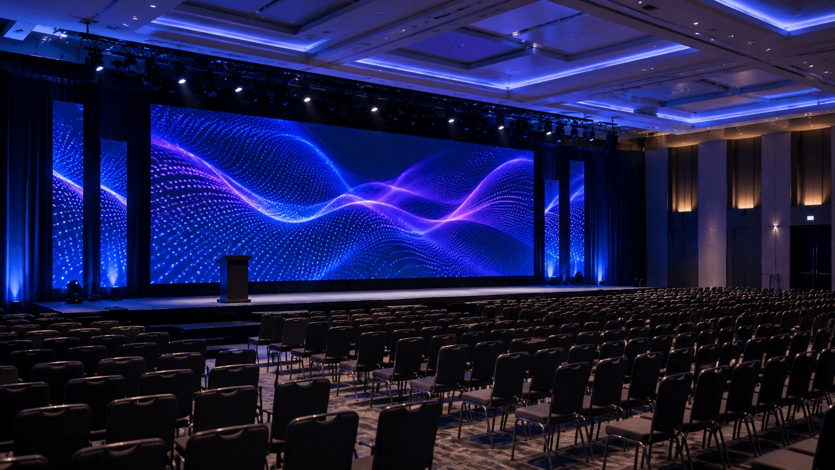 Indoor LED screen installed at a conference venue in London