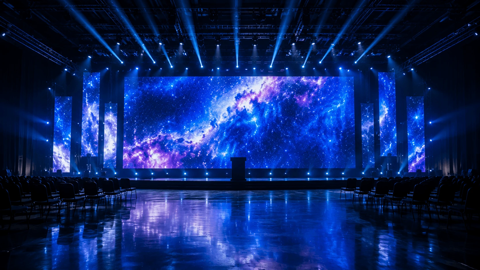 Large LED video wall installed at a London event