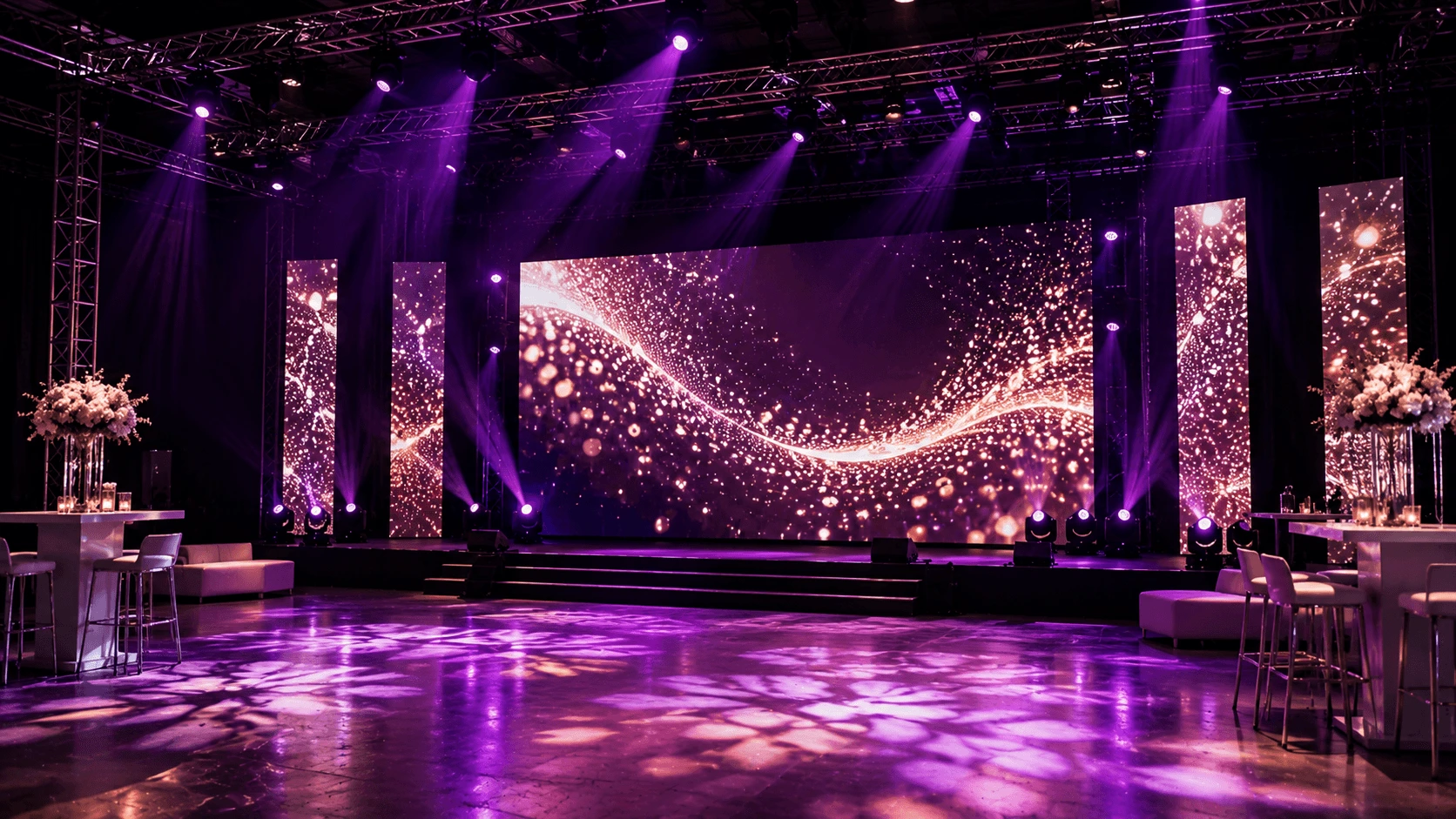 Professional stage lighting at a London corporate or live event